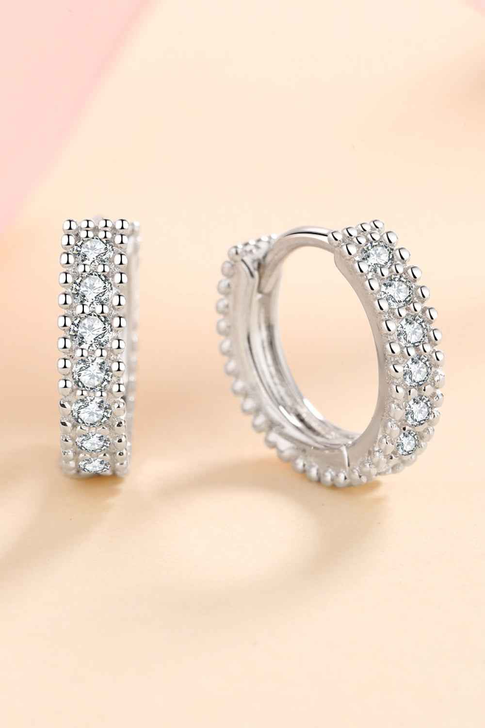 925 Sterling Silver Inlaid Moissanite Huggie Earrings