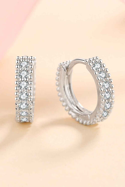 925 Sterling Silver Inlaid Moissanite Huggie Earrings