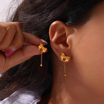 Titanium Steel Bow Earrings