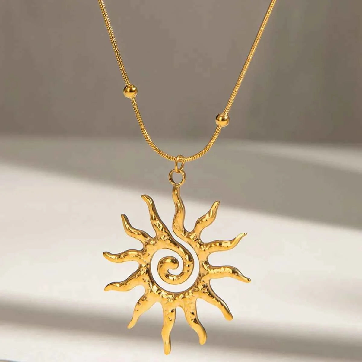 18K Gold-Plated Sun Pendant Necklace