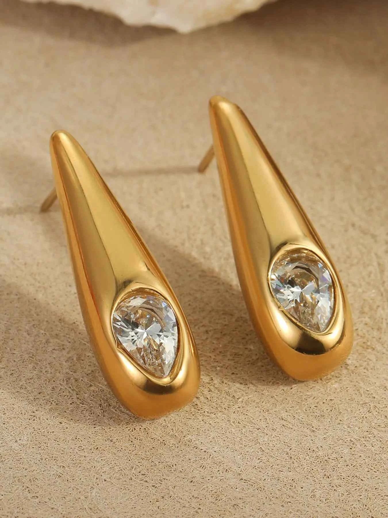 18K Gold-Plated Zircone Teardrop Earrings