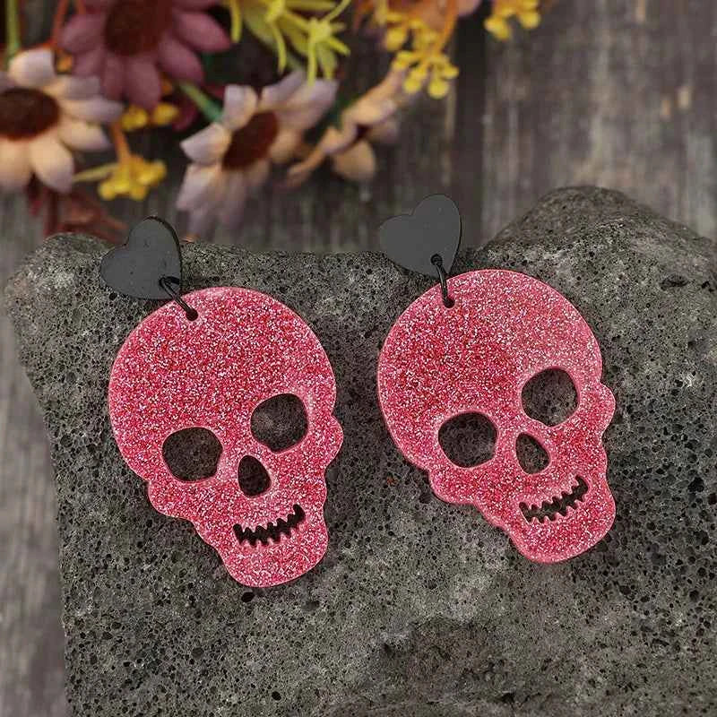 Acrylic Skeleton & Heart Earrings