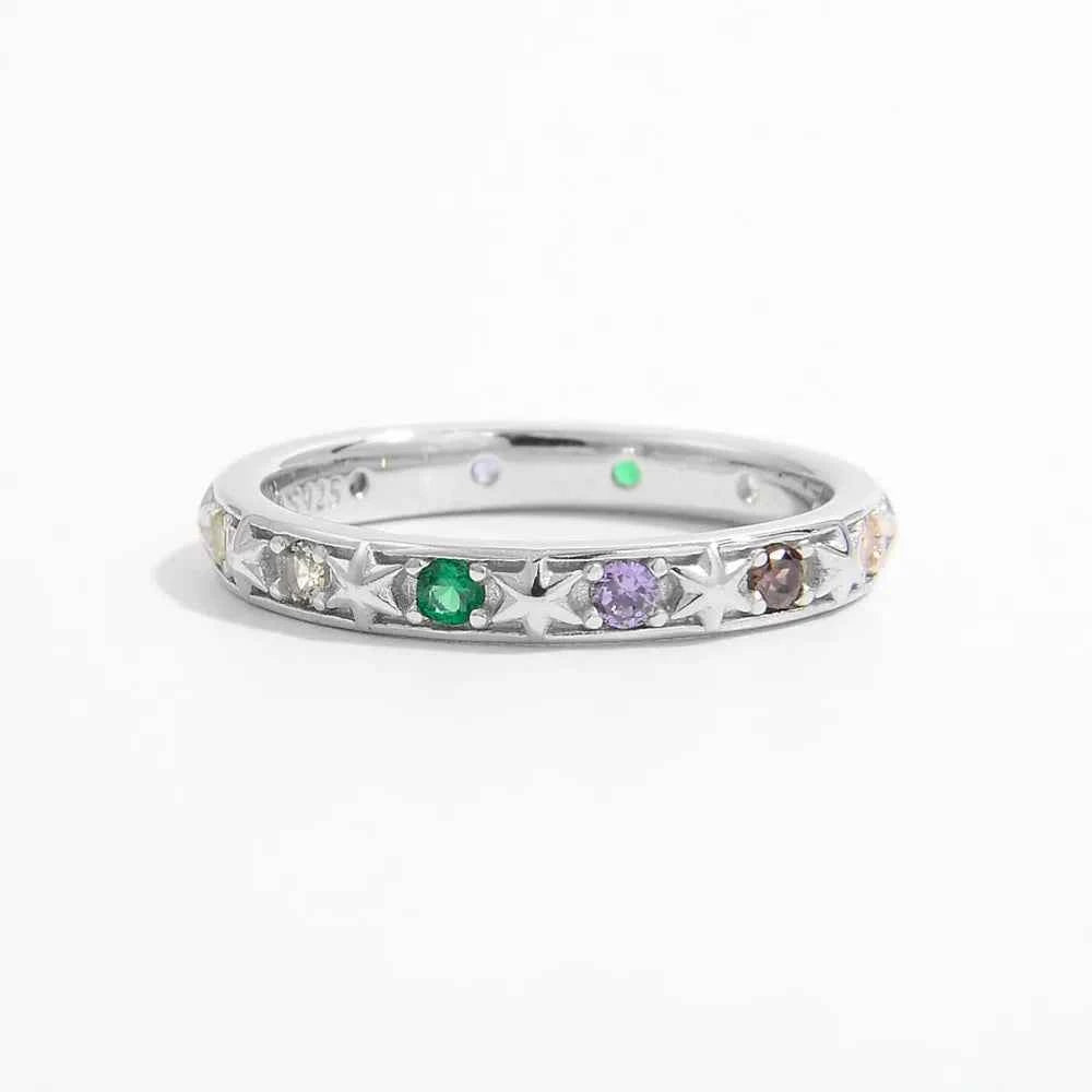 925 Sterling Silver Inlaid Zircon Ring