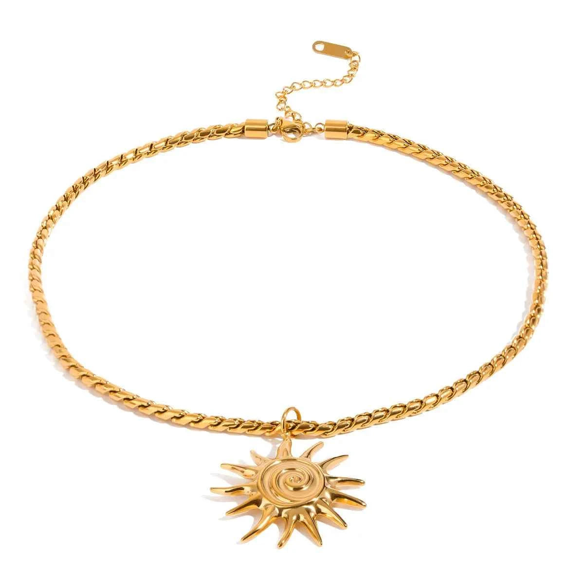 18K Gold-Plated Sun Pendant Necklace