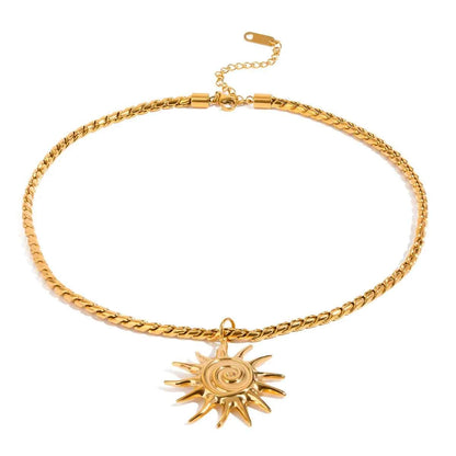 18K Gold-Plated Sun Pendant Necklace