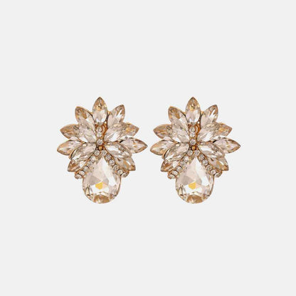 Flower Shape Glass Stone Stud Earrings