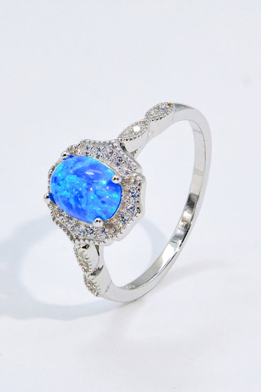 Opal and Zircon 925 Sterling Silver Ring - Mr. Gem & Company