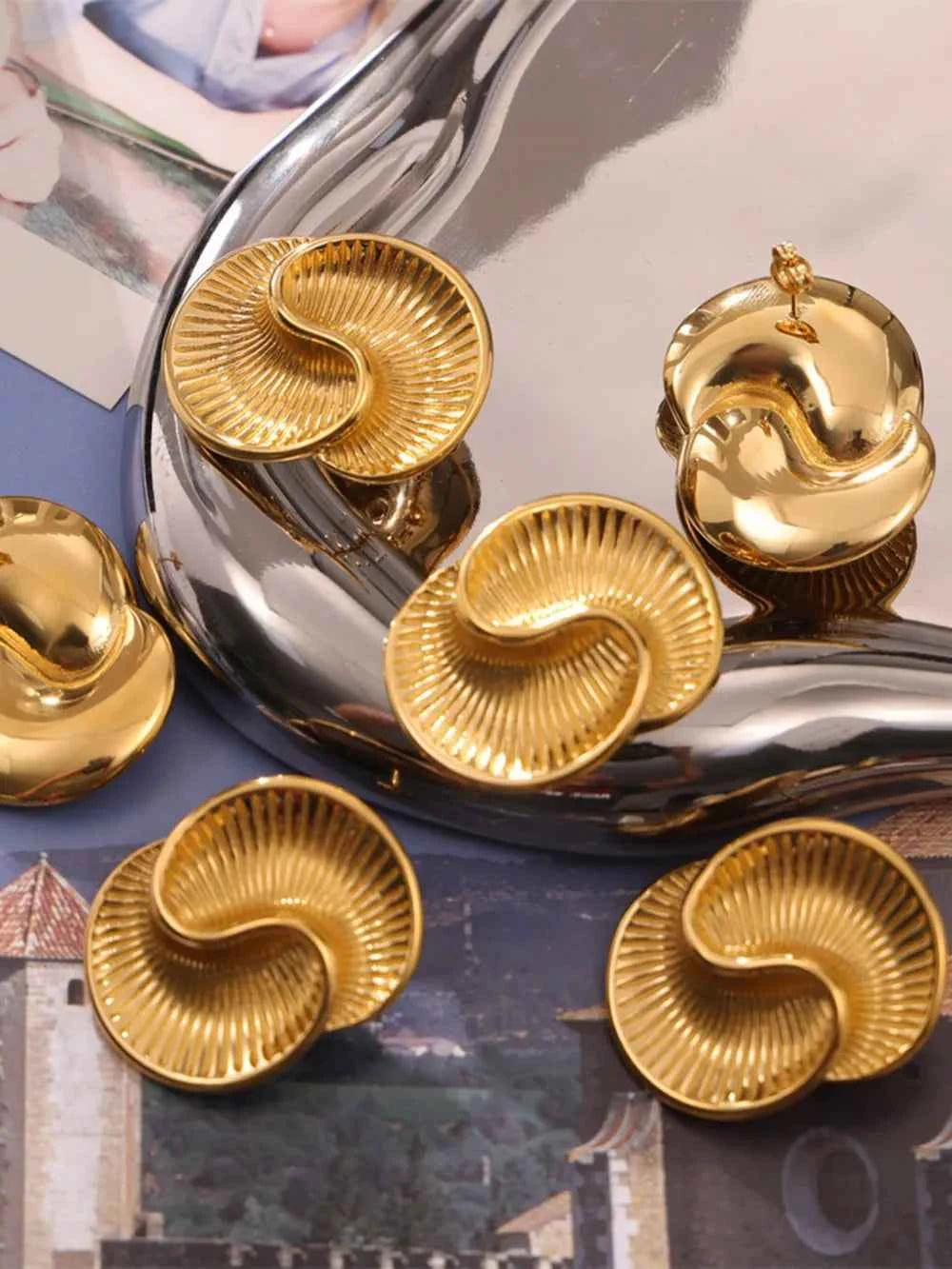 Titanium Steel Spiral Stud Earrings