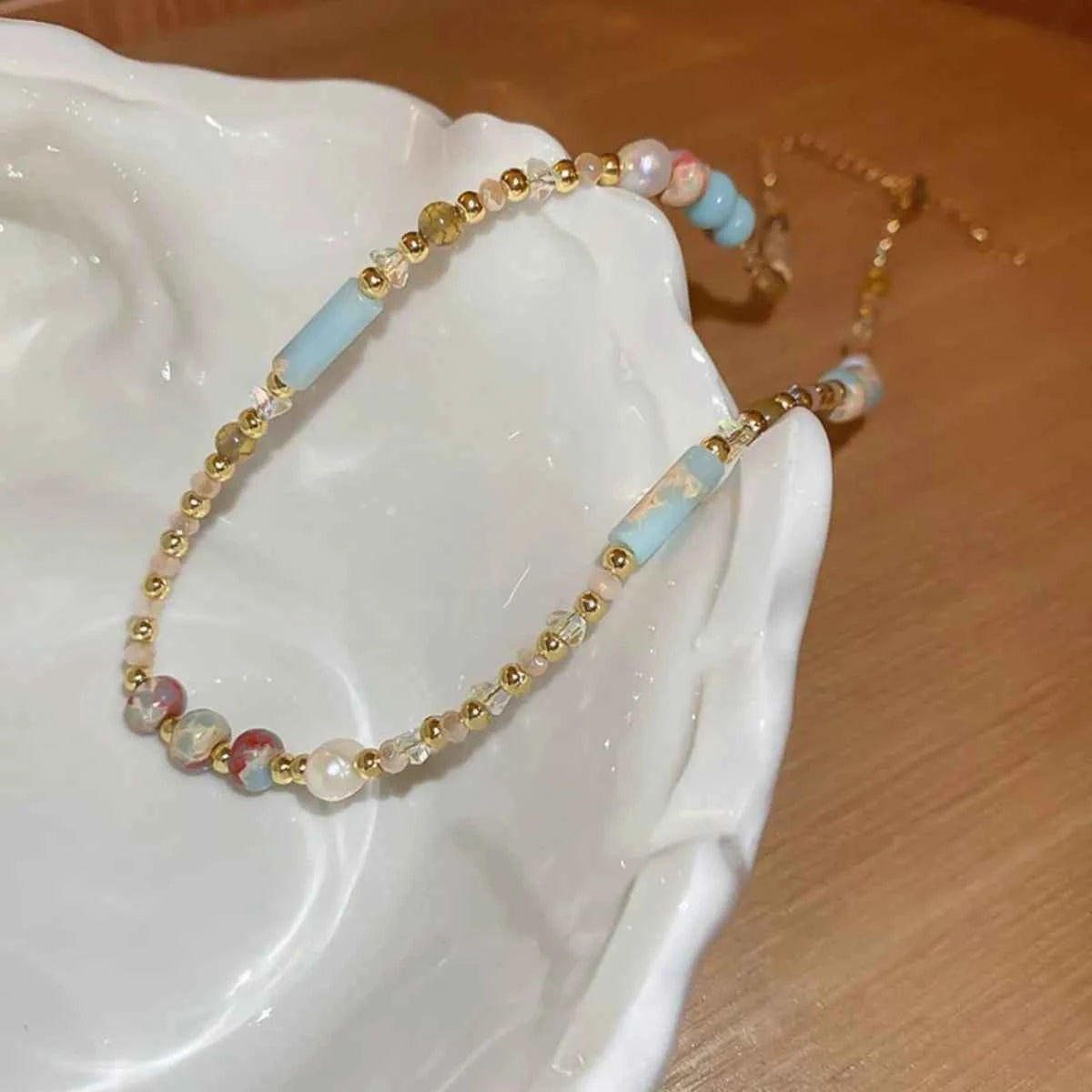 Alloy Pearl Beaded Necklace