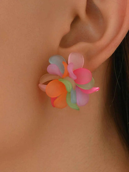 Acrylic Colorful Flower Stud Earrings
