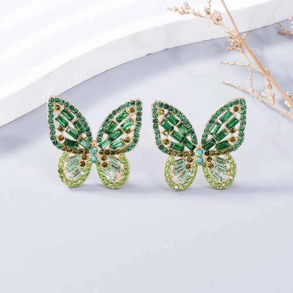 Alloy Inlaid Rhinestone Butterfly Earrings