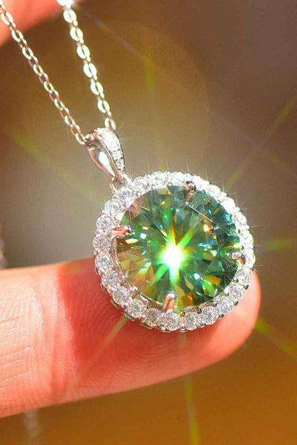10 Carat Moissanite Pendant Platinum-Plated Necklace