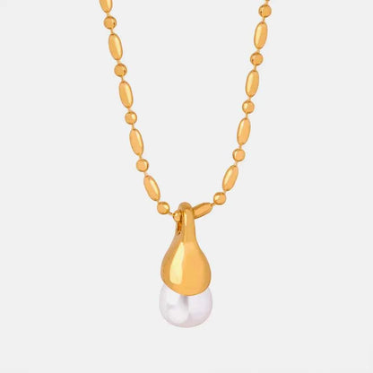 Titanium Steel Pearl Pendant Necklace