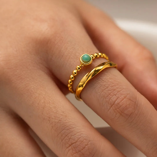 18K Gold-Plated Double Layered Open Ring - Mr. Gem & Company