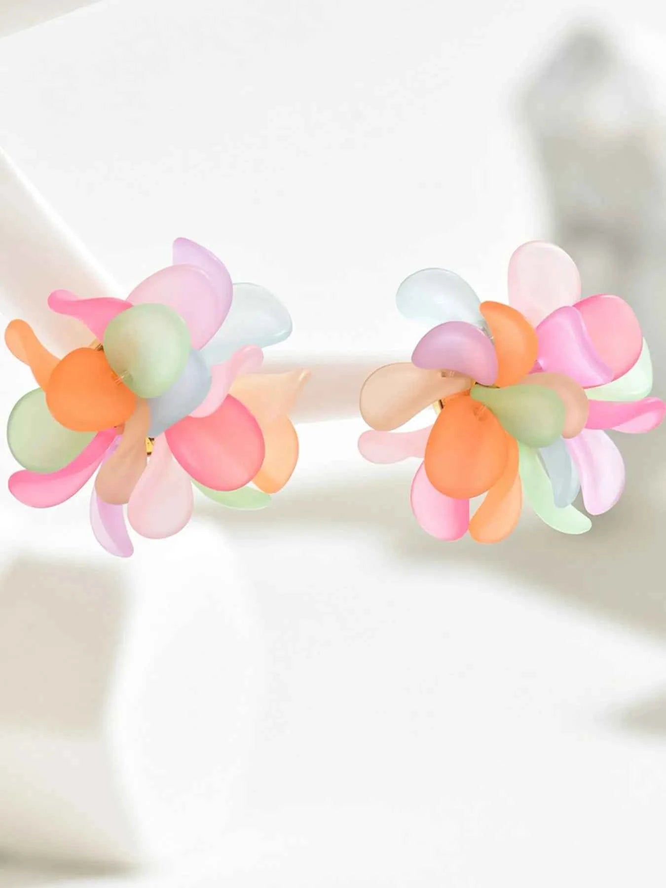 Acrylic Colorful Flower Stud Earrings