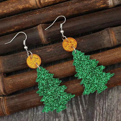 Glitter Acrylic Tree Shape Earrings