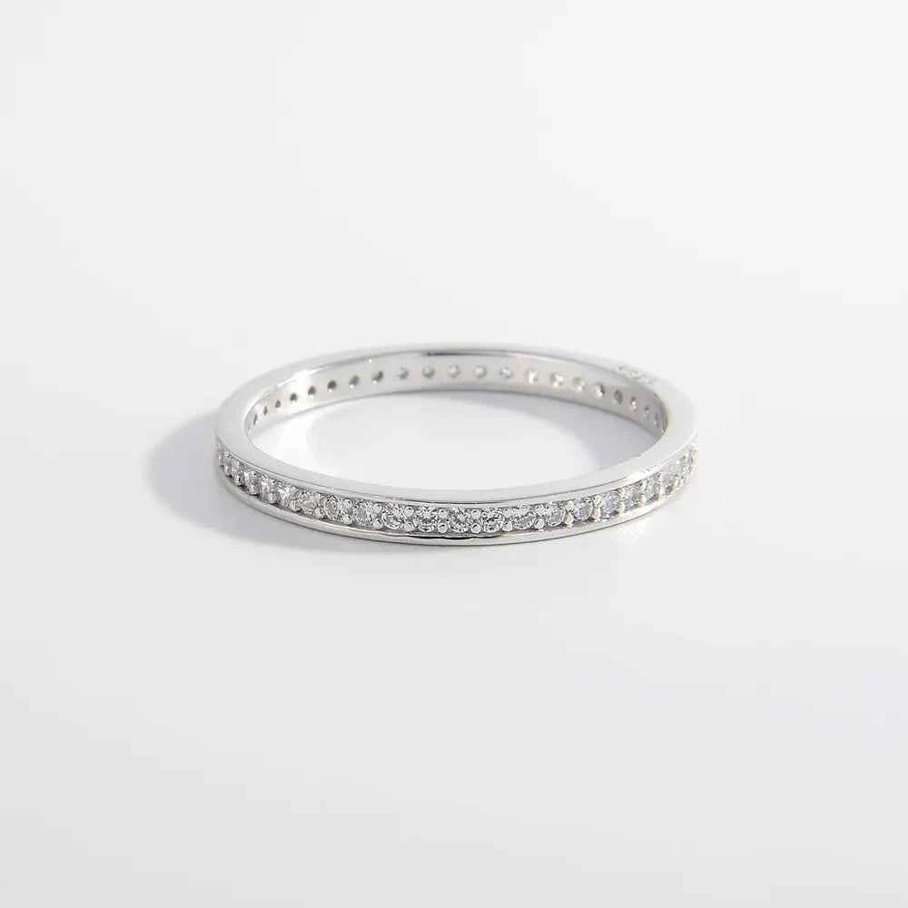 925 Sterling Silver Inlaid Zircon Ring