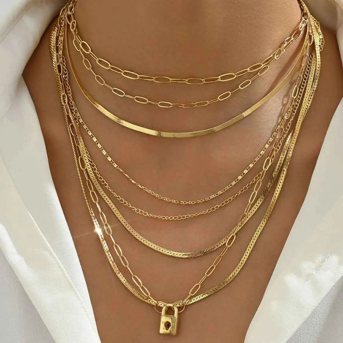 18K Gold-Plated Stainless Steel Multi-Layer Necklace