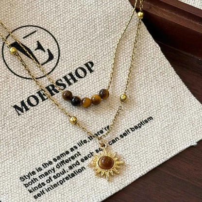 Tiger's Eye Copper Double Layered Necklace
