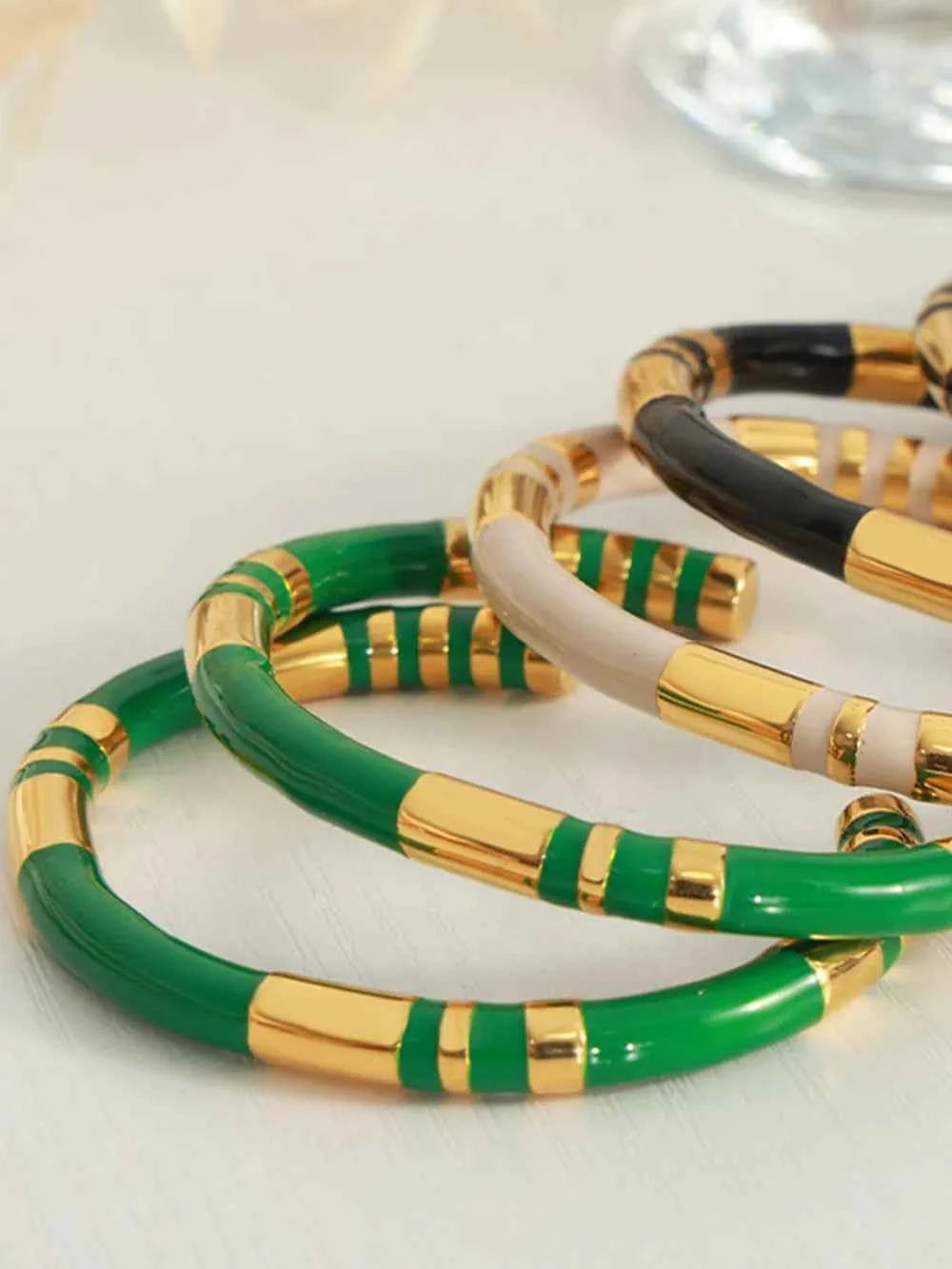 Enamel Titanium Steel Cuff Bracelet