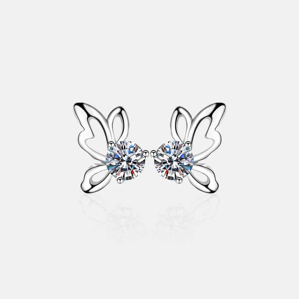 1 Carat Moissanite Butterfly Shape Earrings