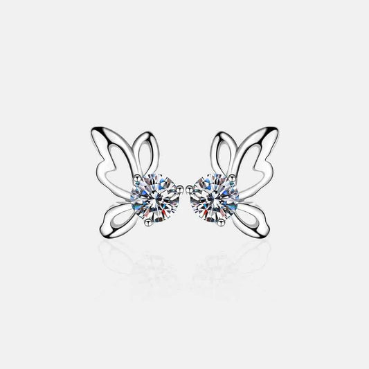 1 Carat Moissanite Butterfly Shape Earrings