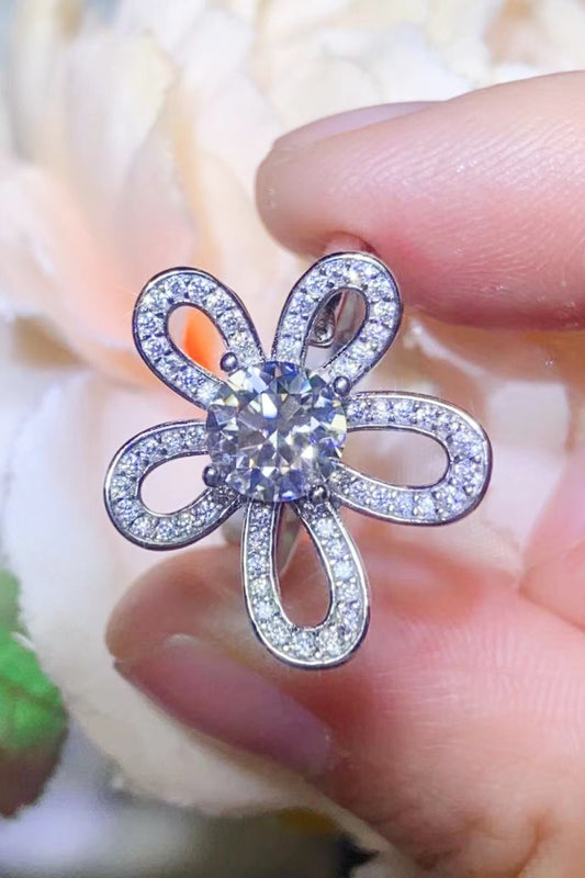 1 Carat Moissanite Flower-Shape Open Ring - Mr. Gem & Company