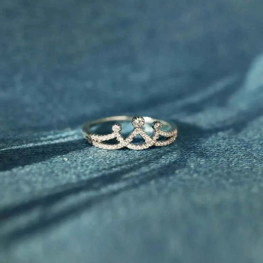 Crown Shape Inlaid Zircon 925 Sterling Silver Ring