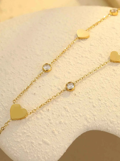 18K Gold-Plated Heart Zircon Necklace