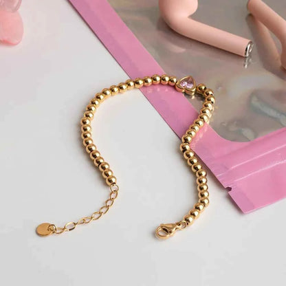 5-Piece 18K Gold-Plated Stainless Steel Inlaid Zircon Bracelet