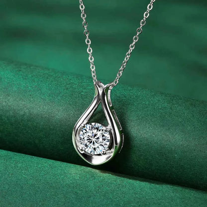 2 Carat Moissanite 925 Sterling Silver Pendant Necklace