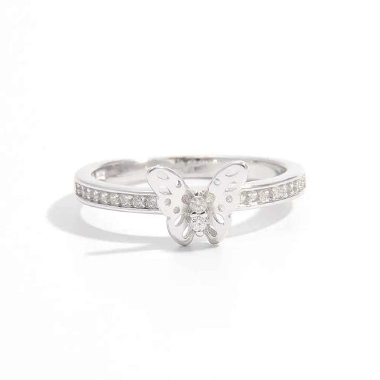 925 Sterling Silver Inlaid Zircon Butterfly Ring