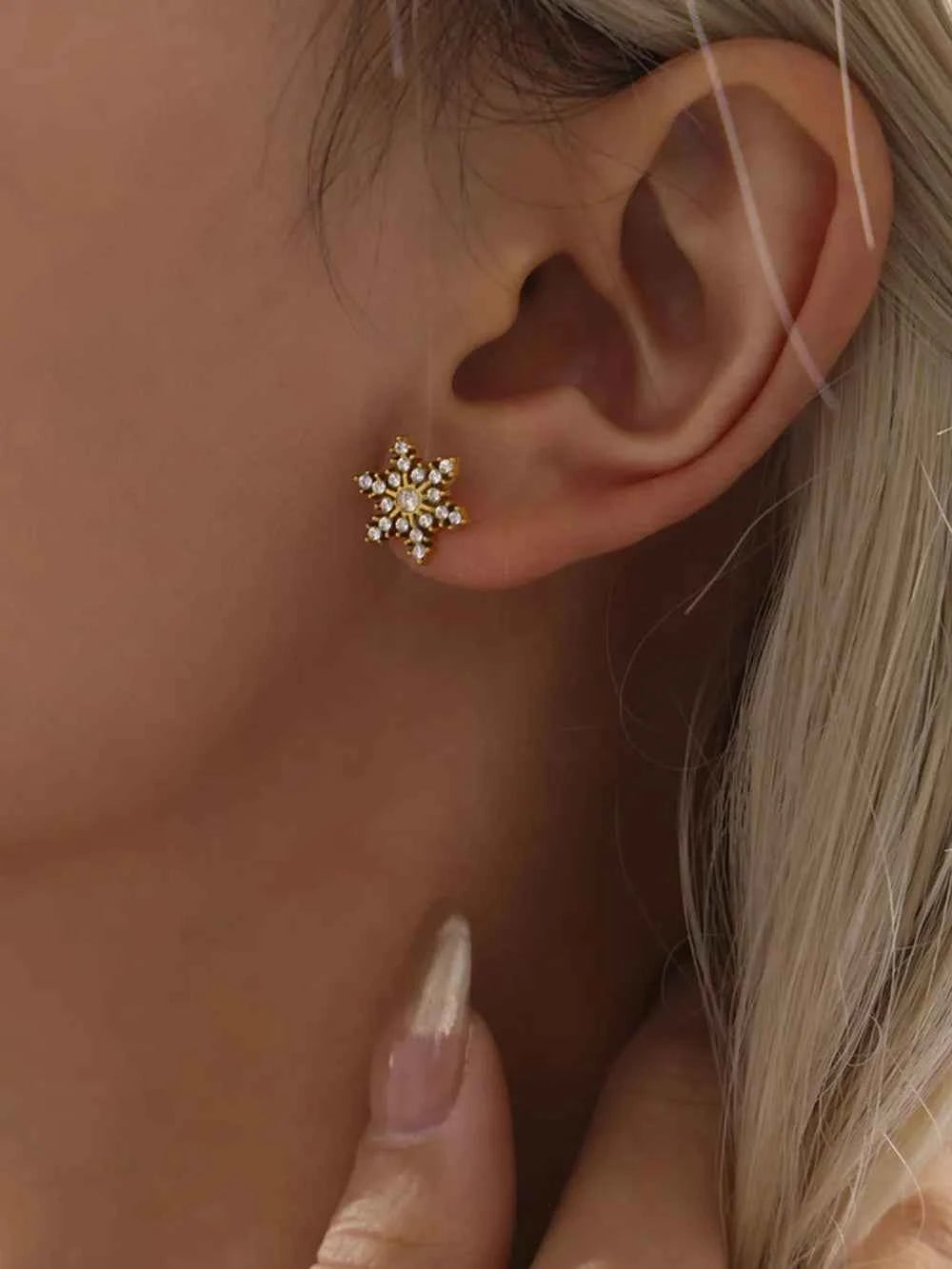 Stainless Steel Snowflake Stud Earrings