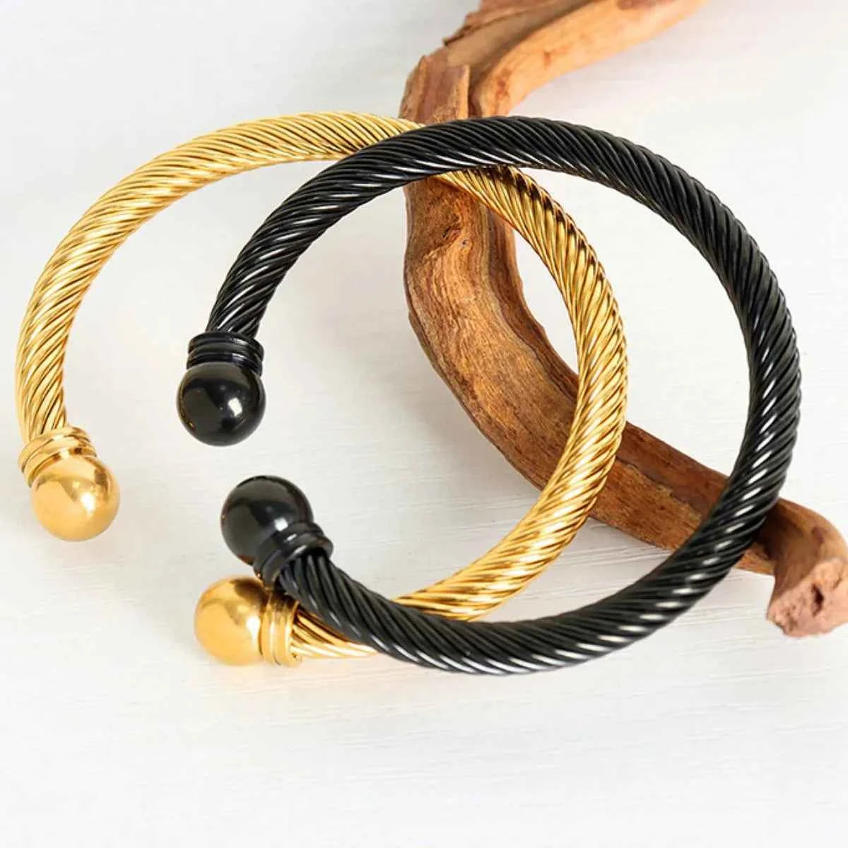 Stainless Steel Twisted Cable Cuff Bracelet