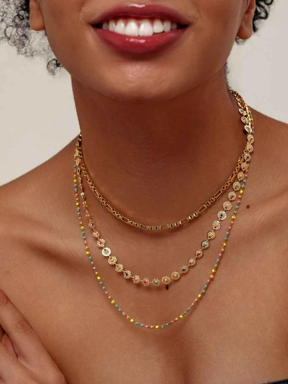 18K Gold-Plated Layered Resin Bead Necklace