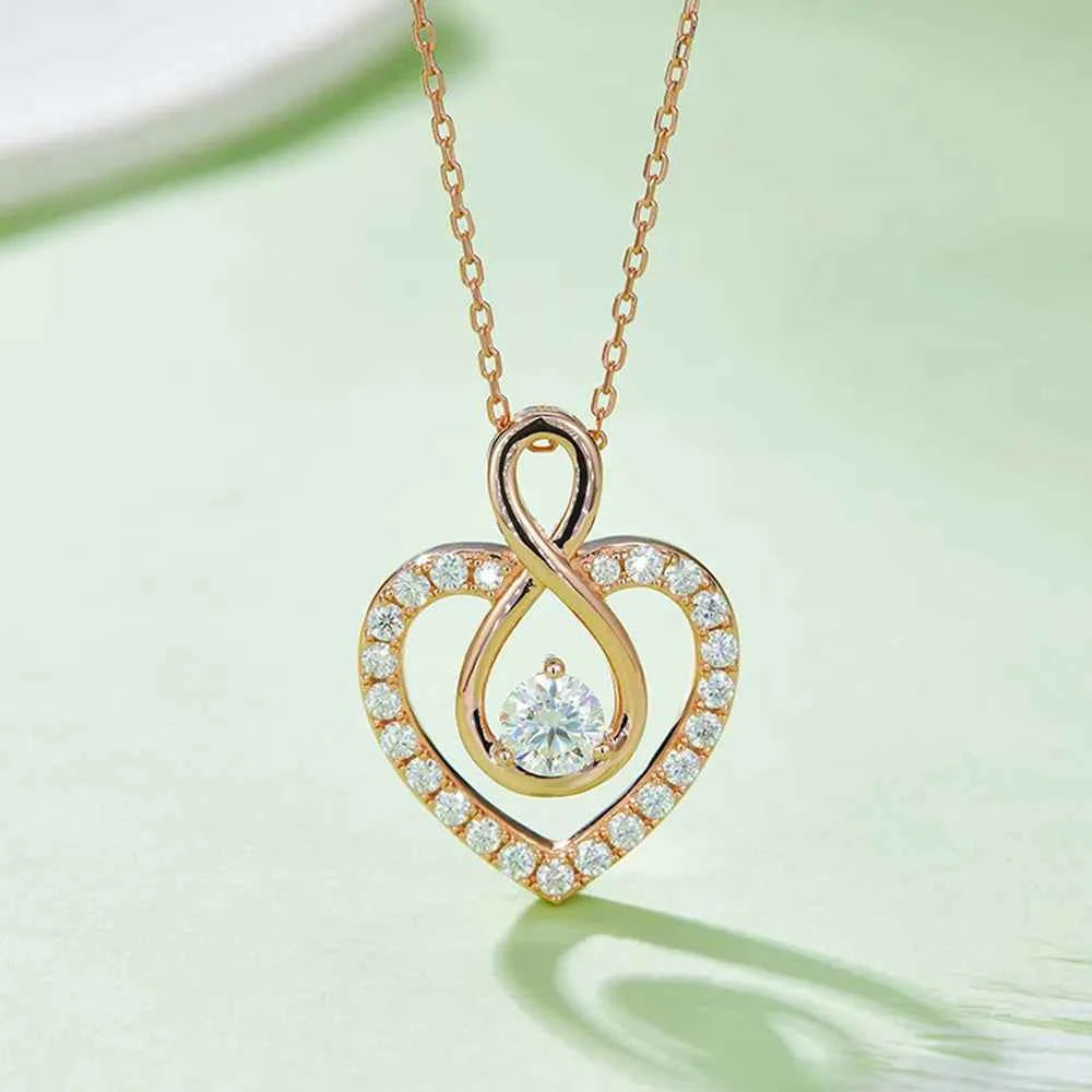1 Carat Moissanite 925 Sterling Silver Heart Shape Necklace