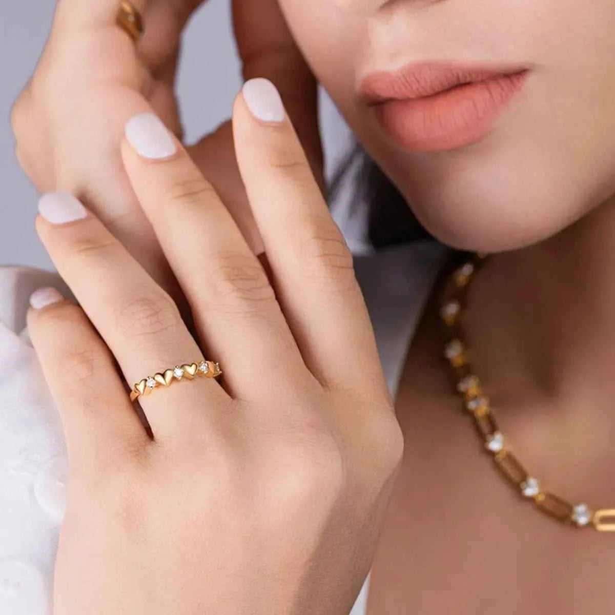 925 Sterling Silver Moissanite Heart Ring