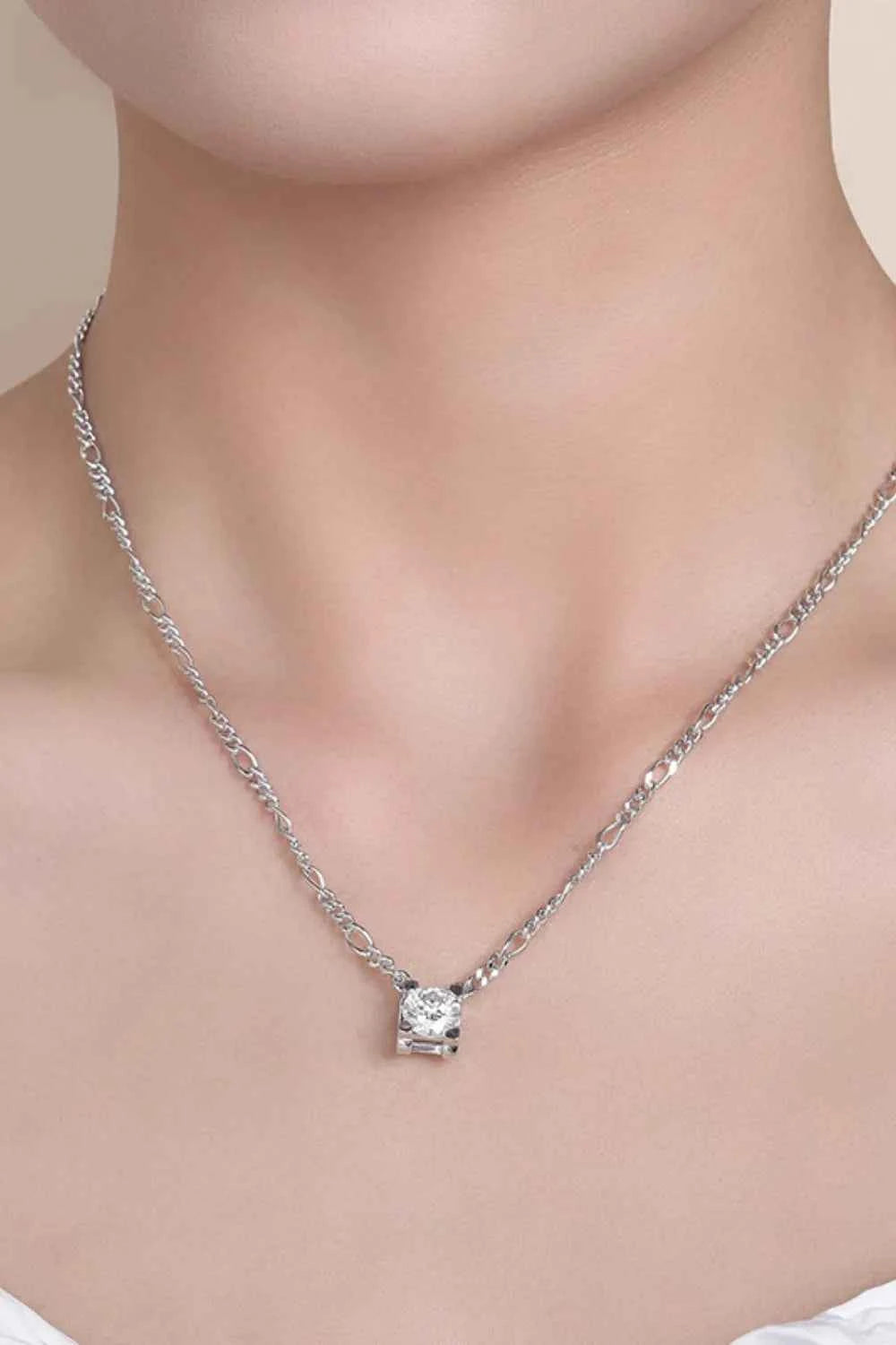 2 Carat Moissanite 925 Sterling Silver Pendant Necklace