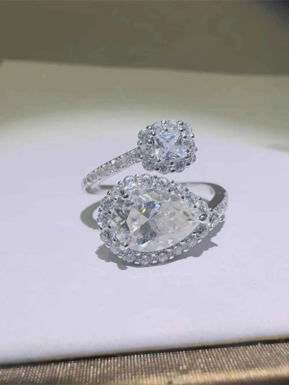 2 Carat Moissanite 925 Sterling Silver Bypass Ring