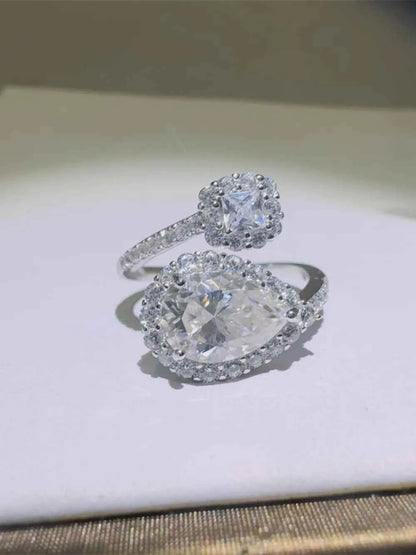 2 Carat Moissanite 925 Sterling Silver Bypass Ring