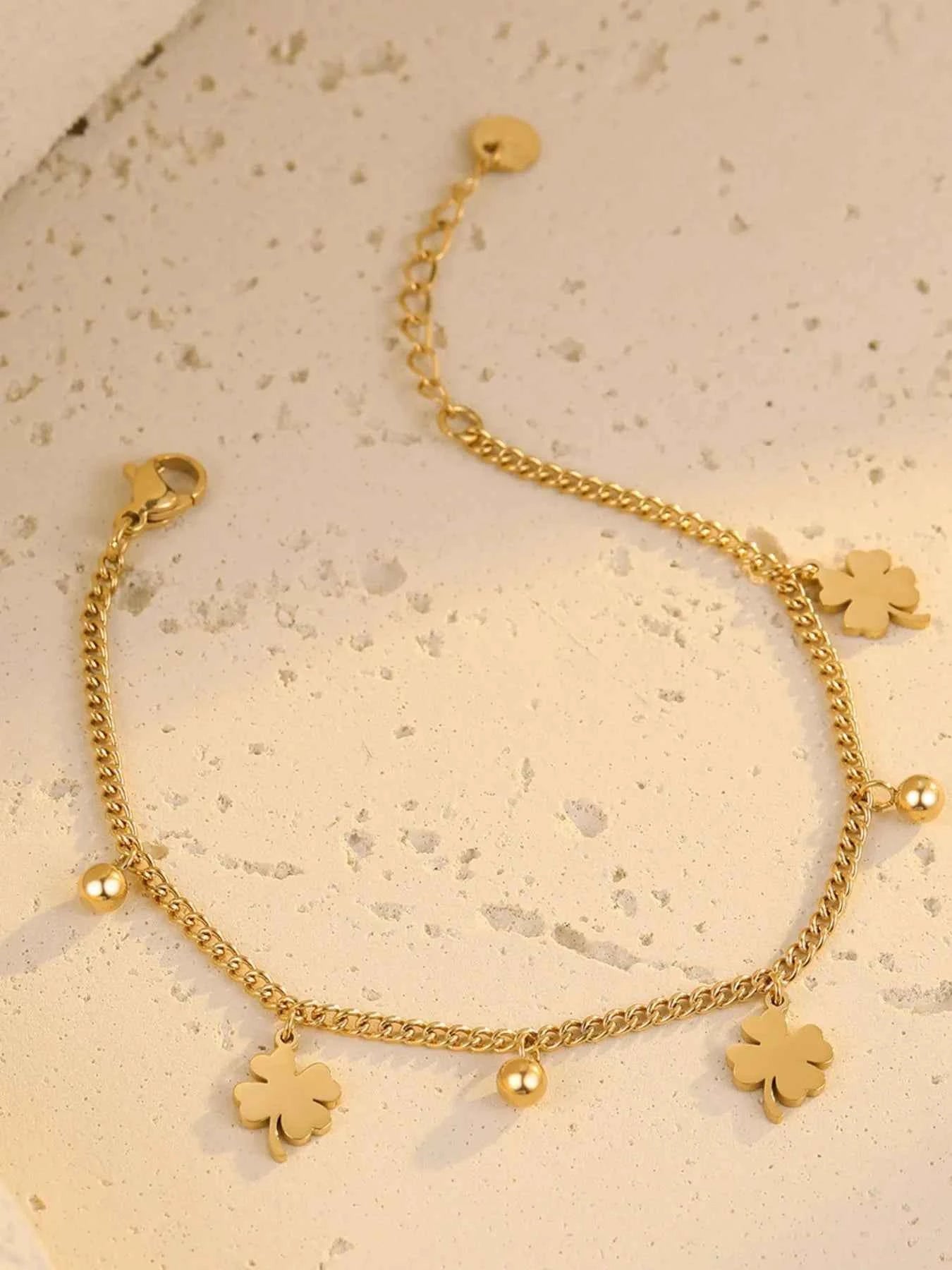 Stainless Steel Four Leaf Clover Bracelet