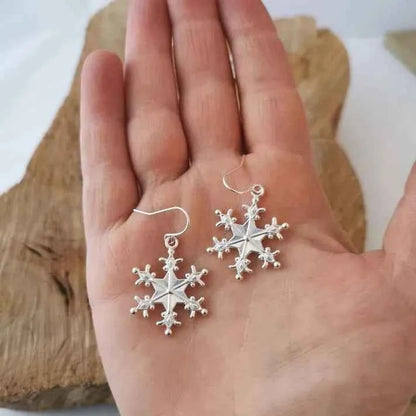 Silver-Plated Snowflakes Earrings