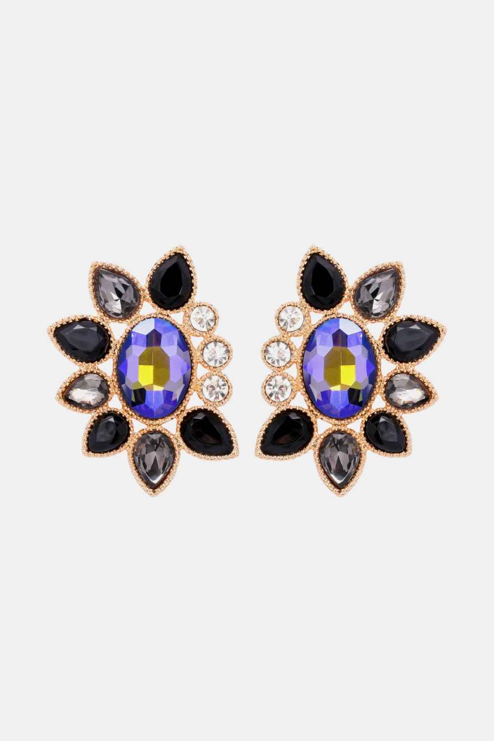 Geometrical Shape Glass Stone Dangle Earrings