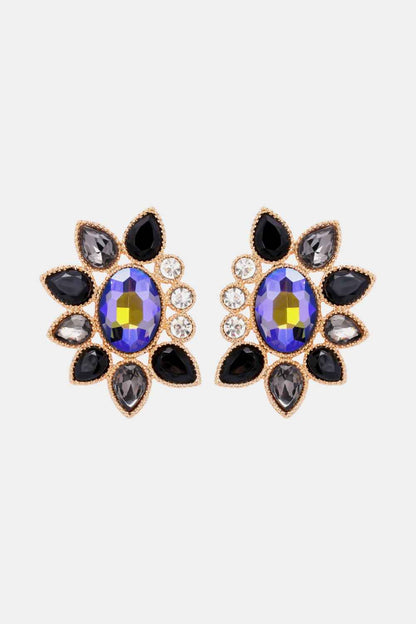 Geometrical Shape Glass Stone Dangle Earrings