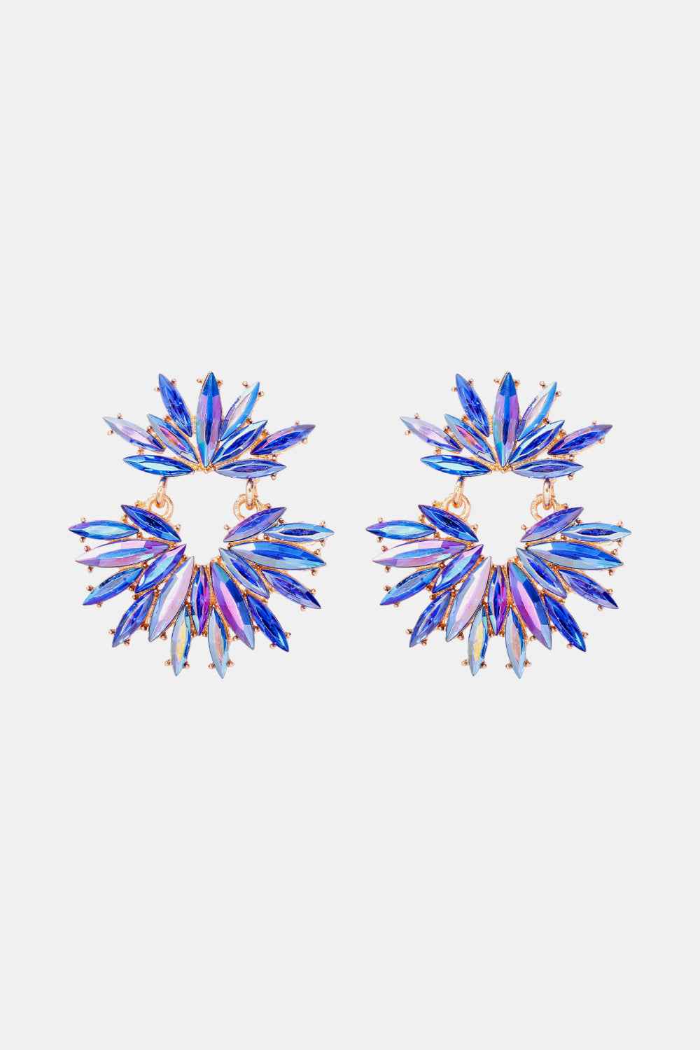 Flower Shape Glass Stone Dangle Earrings