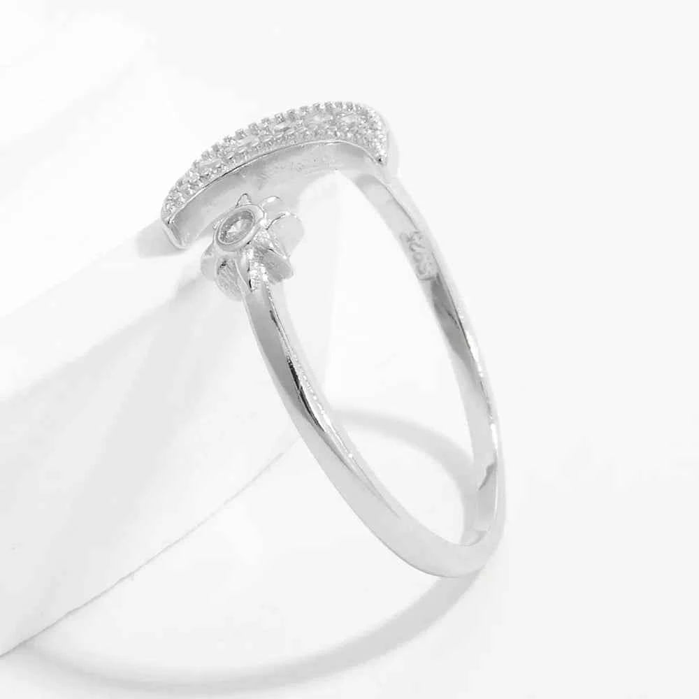 925 Sterling Silver Moon Open Ring