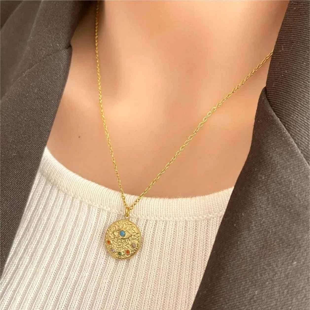 18K Gold-Plated Coin Pendant Necklace