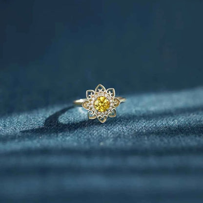 Flower Shape Zircon Platinum-Plated 925 Sterling Silver Ring