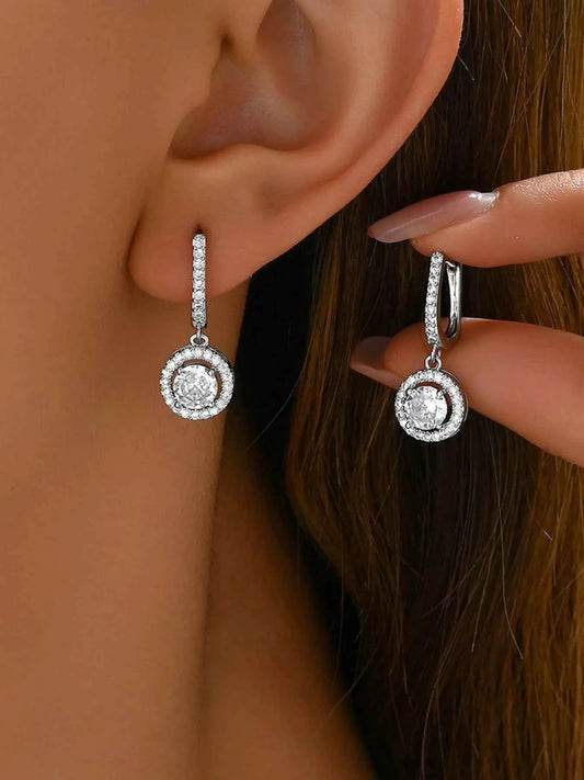 Stainless Steel Zircon Drop Earrings