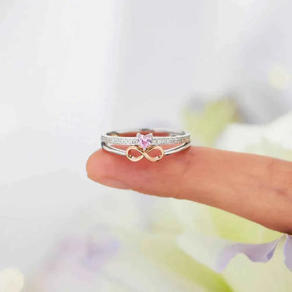 Heart Number 8 Zircon Double-Layered Ring